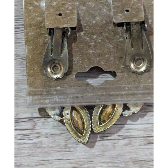 Vintage Dangle Clip-On Earrings Red Rhinestones & Faux Pearls Estate Statement - Picture 5 of 5